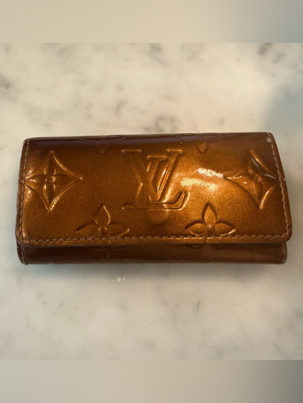 Louis Vuitton Brown/Copper Vernis Embossed Key Holder